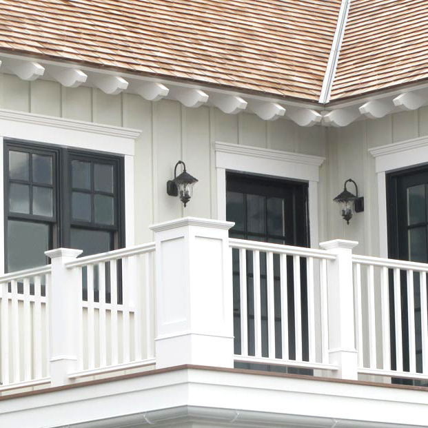 Deck with standard railing and evenly spaced balusters for safety and style