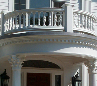 Juliet balcony with turned baluster railing