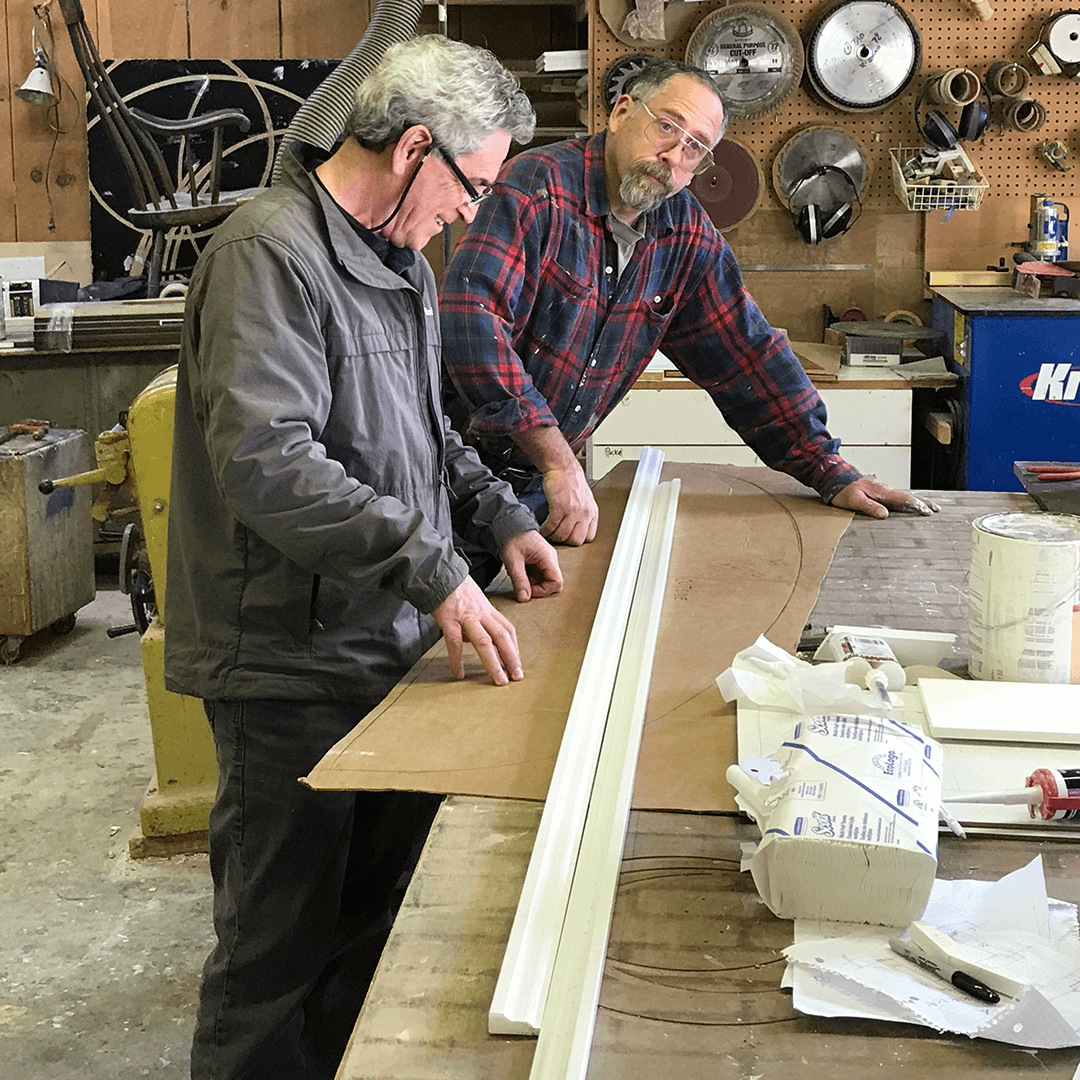 Mark and Pete discussing a custom architectural project