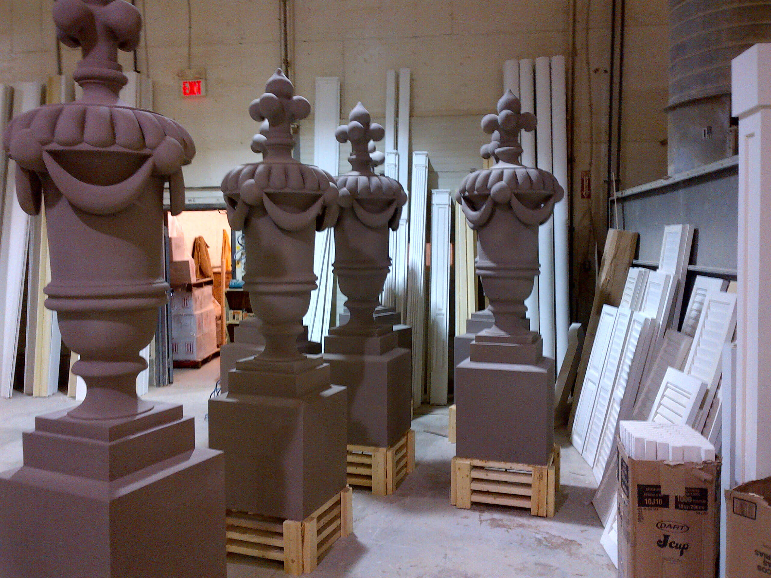 Decorative urns to adorn a historic hotel exterior